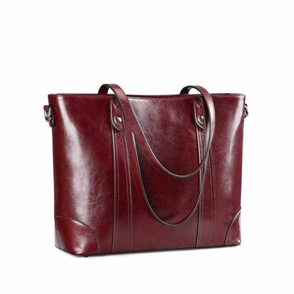 S Zone Leather Laptop Tote Handbag For Women