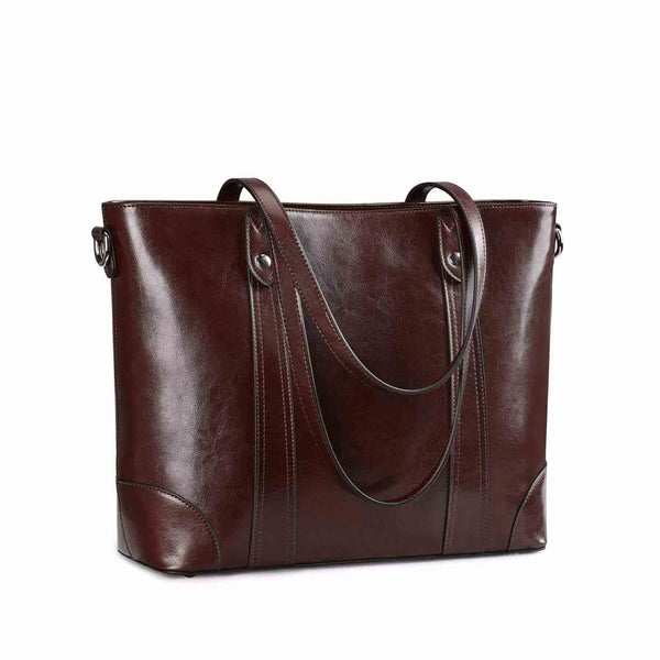 s zone Leather Laptop Tote Handbag for Women