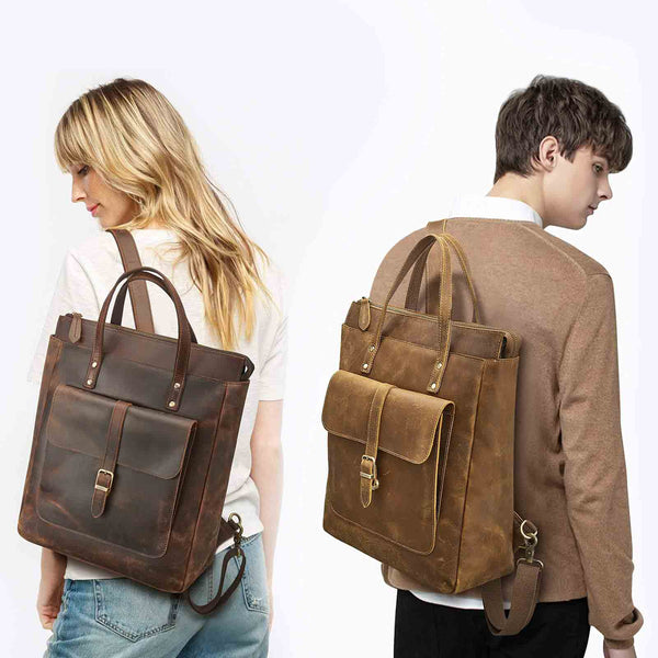 S Zone Leather Top-handle Backpack