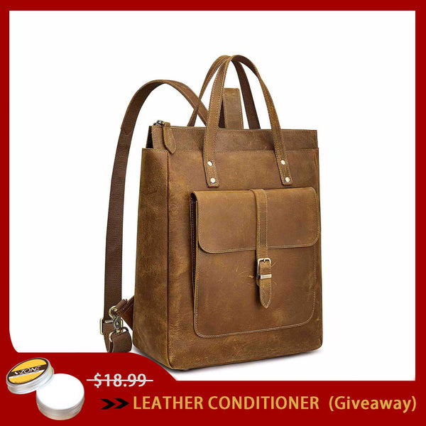 S Zone Leather Top-handle Backpack