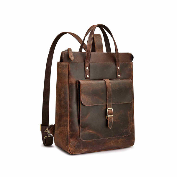 s zone Leather Top-handle Backpack