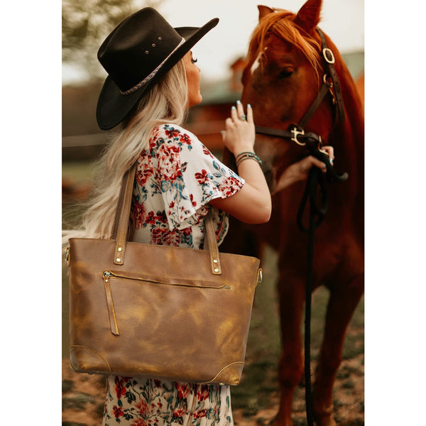 S Zone Leather Work Tote Bag For Women