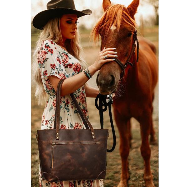 S Zone Leather Work Tote Bag For Women