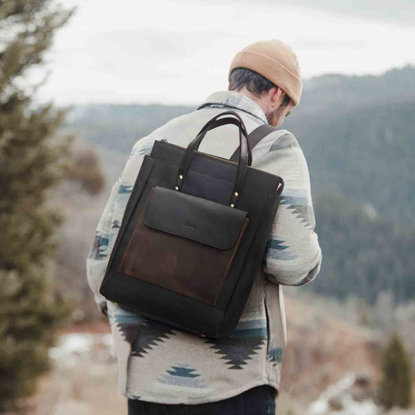 S Zone Retro Genuine Leather Laptop Backpack