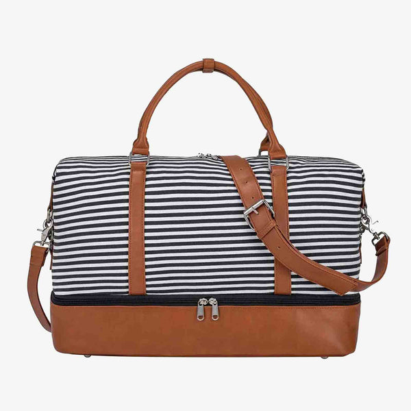 S Zone Striped Weekender Canvas Duffel Bag