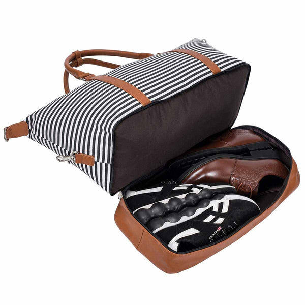 S Zone Striped Weekender Canvas Duffel Bag