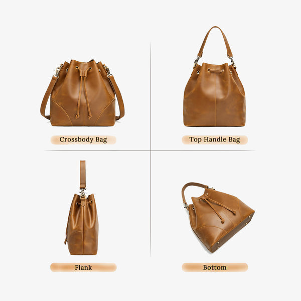 S Zone Vintage Drawstring Bucket Bags