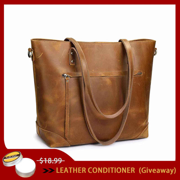 S Zone Vintage Leather Tote Bag