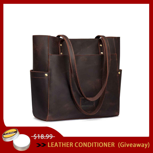 S Zone Women Genuine Leather Tote Bag With Side Pocket
