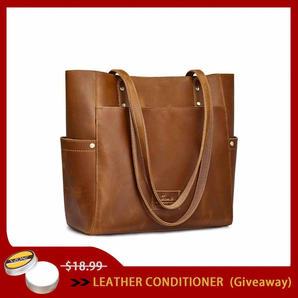S Zone Women Genuine Leather Tote Bag With Side Pocket