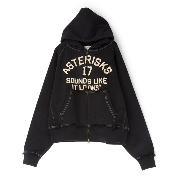s.b. concept Adidem Asterisks Frayed Collegiate Hoodie Black · Cream