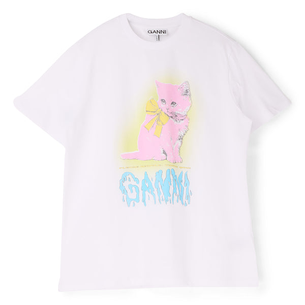 s.b. concept GANNI Basic Jersey Neon Kitty T-shirt Bright White