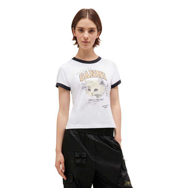 S.b. Concept GANNI Cropped Kitty T-shirt Bright White