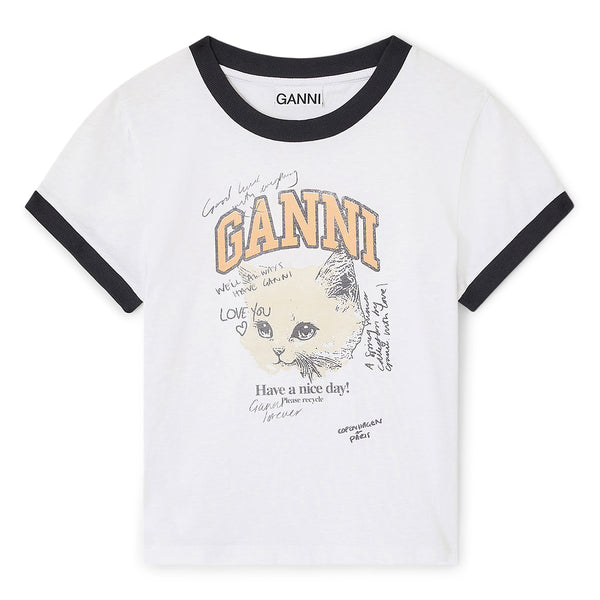 s.b. concept GANNI Cropped Kitty T-shirt Bright White