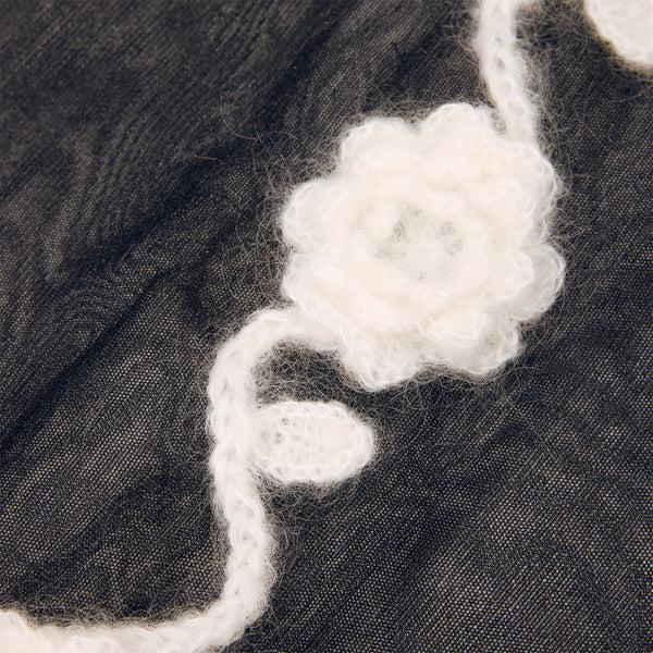 S.b. Concept GANNI Sheer Flower Crochet Turtleneck Black