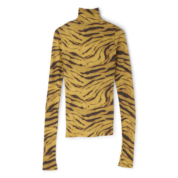 S.b. Concept GANNI Zebra Print Jersey Turtleneck Khaki