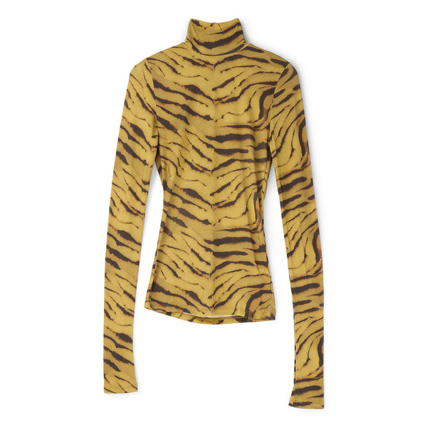 s.b. concept GANNI Zebra Print Jersey Turtleneck Khaki