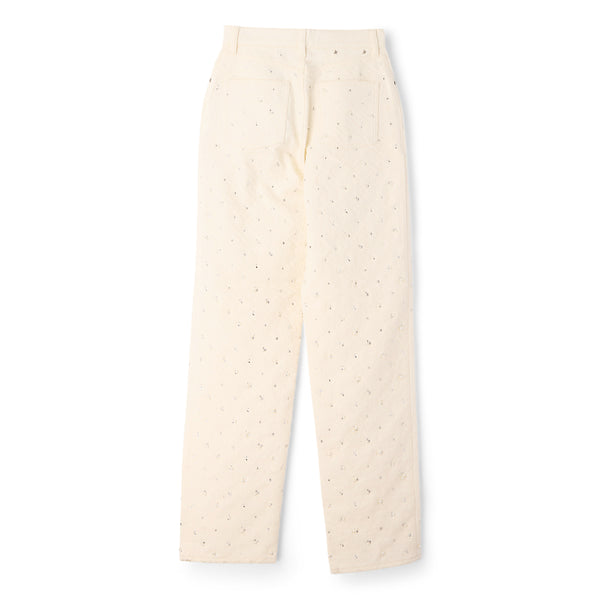 S.b. Concept Golden Goose Crystal Beaded Denim Pant Off White