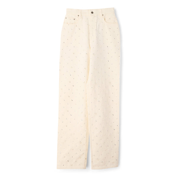 s.b. concept Golden Goose Crystal Beaded Denim Pant Off White