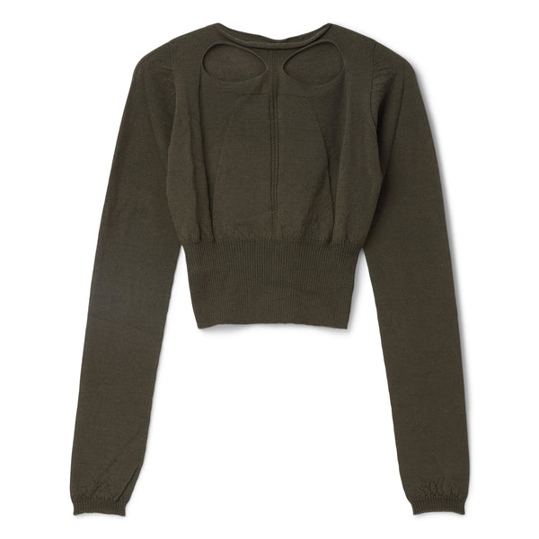 s.b. concept Rick Owens Slashed Long Sleeve Cropped Knit Bosco