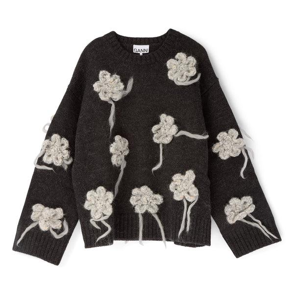 s.b. concept GANNI Flower Crochet Sweater Phantom
