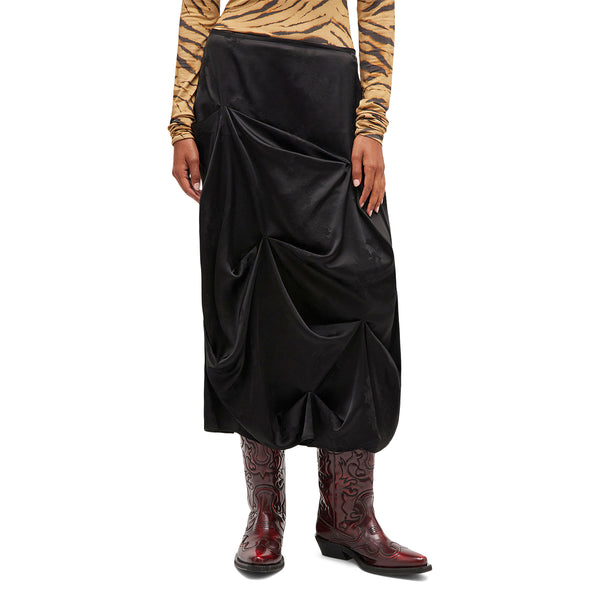 S.b. Concept GANNI Jacquard Tuck Drpaed Skirt Black