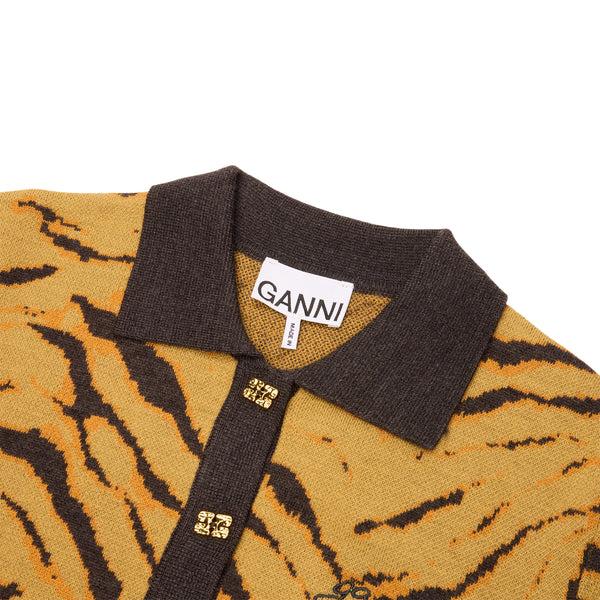 S.b. Concept GANNI Merino Jacquard Polo Khaki