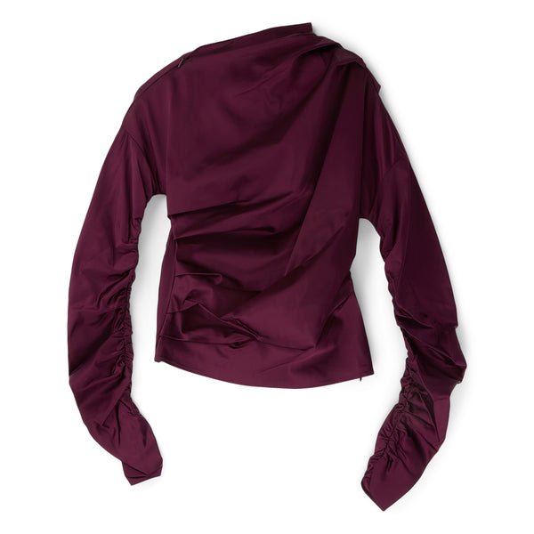 s.b. concept GANNI Satin Ruched Top Mauve Wine