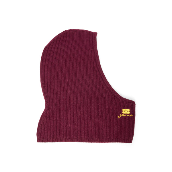 s.b. concept GANNI Wool Mix Knit Balaclava Burgundy