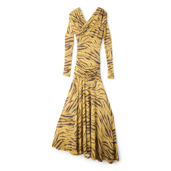 S.b. Concept GANNI Zebra Print Ruched Dress Khaki