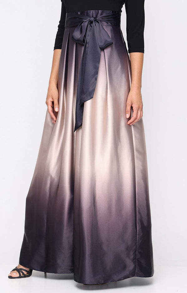 S.L. Fashions 3/4 Sleeve Matte Jersey & Ombre Satin Ballgown