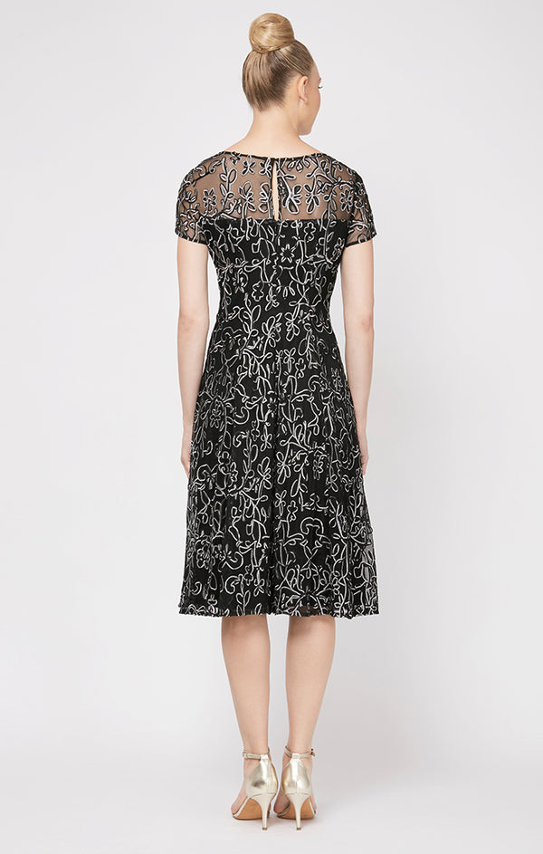 S.L. Fashions Petite Embroidered Soutache Lace Cocktail Dress