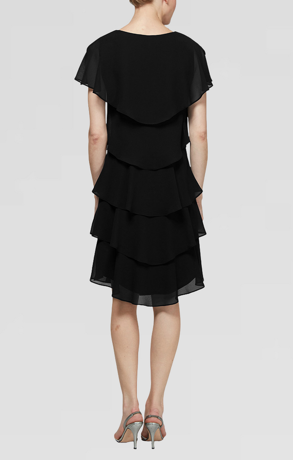 S.L. Fashions Petite Georgette Tiered Cocktail Dress