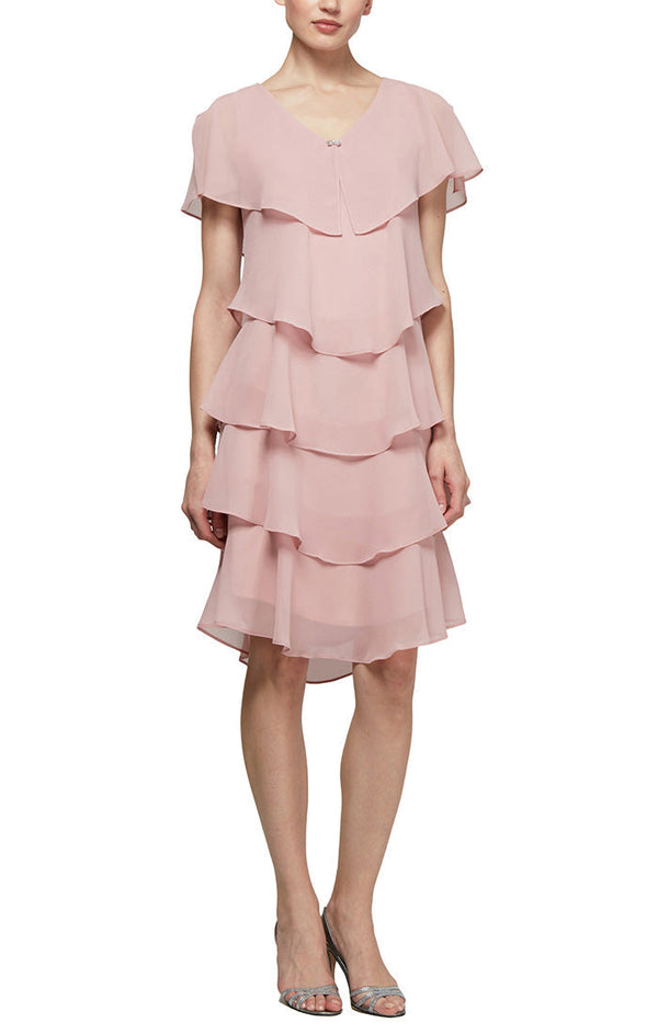 S.L. Fashions Petite - Georgette Tiered Cocktail Dress