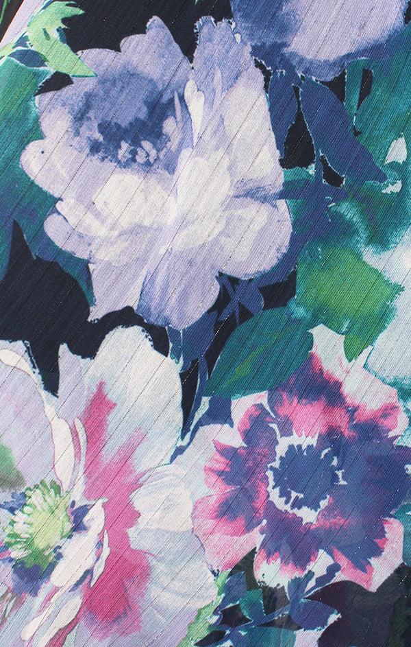 S.L. Fashions Petite Long Printed Chiffon Maxi With Flutter Sleeves And Tiered Detail Skirt