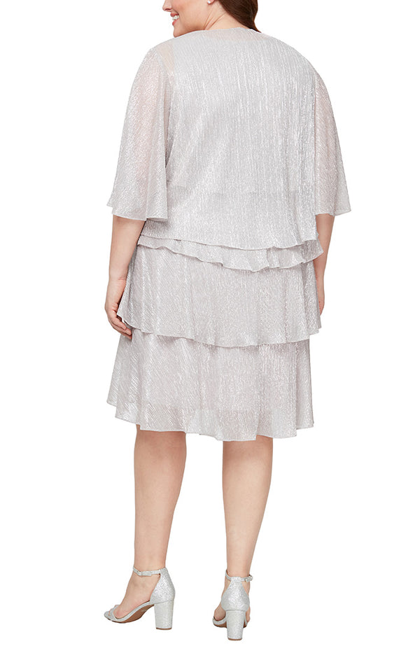 S.L. Fashions Plus - Artichoke Tiered Jacket Dress With Embellishment Detail At Neckline
