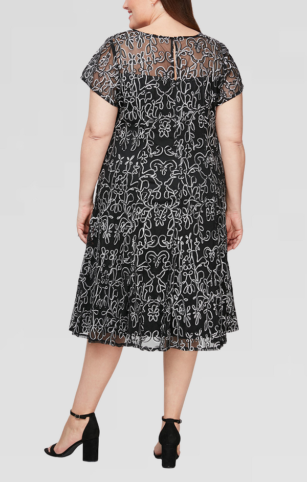 S.L. Fashions Plus Embroidered Soutache Lace Cocktail Dress