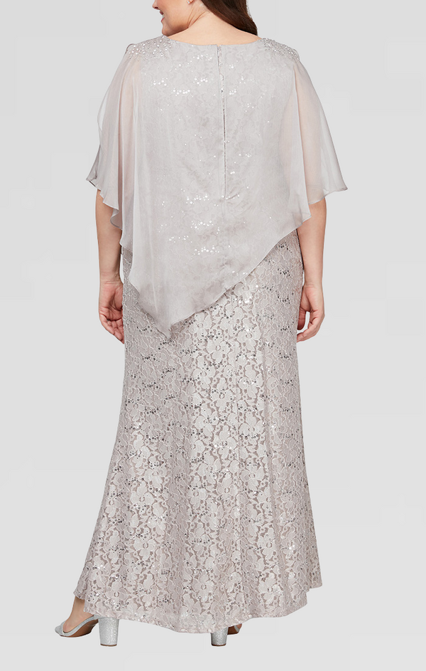 S.L. Fashions Plus Popover Dress With Beaded Shoulder Detail And Asymmetric Overlay