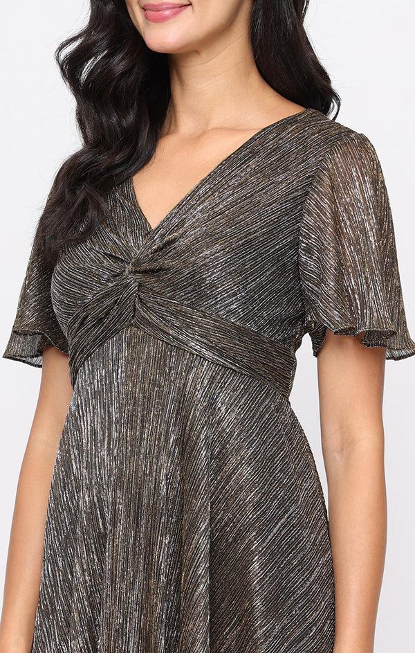 S.L. Fashions Regular - Bodre Dress With Knot Front Empire Bodice And Pointed Hem Skirt