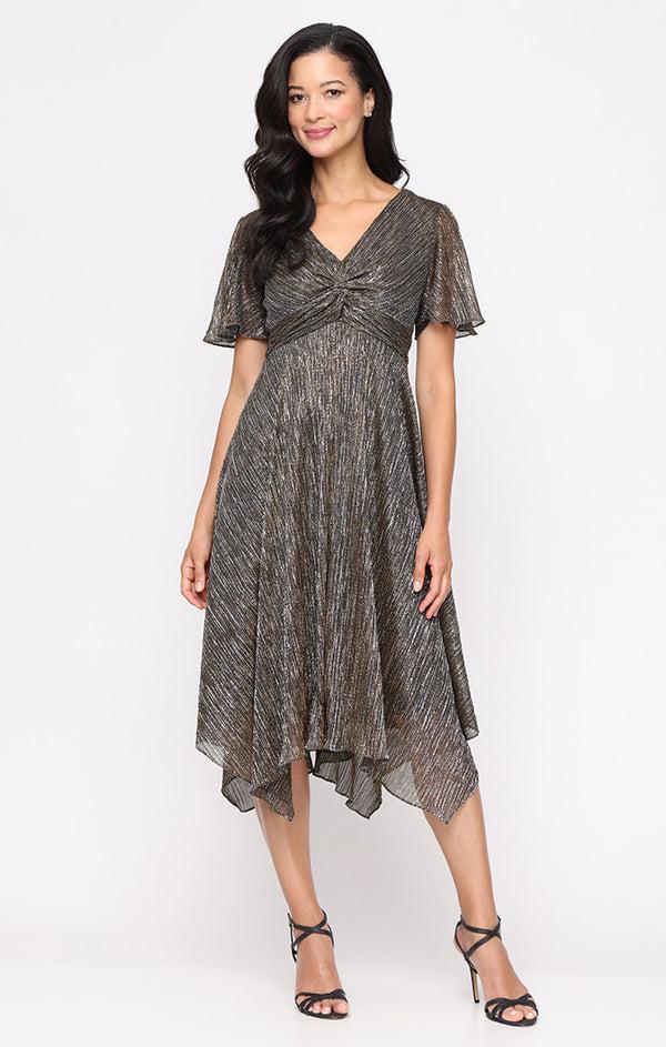 S.L. Fashions Regular - Bodre Dress with Knot Front Empire Bodice and Pointed Hem Skirt