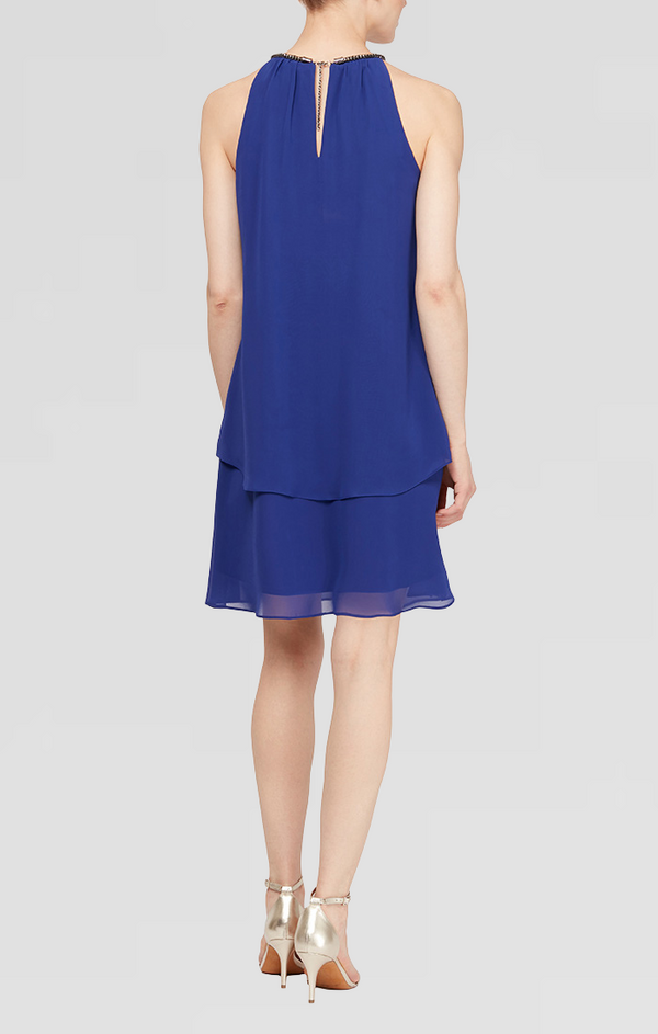 S.L. Fashions Regular - Chiffon Cocktail Jersey Dress With Split Front Detail