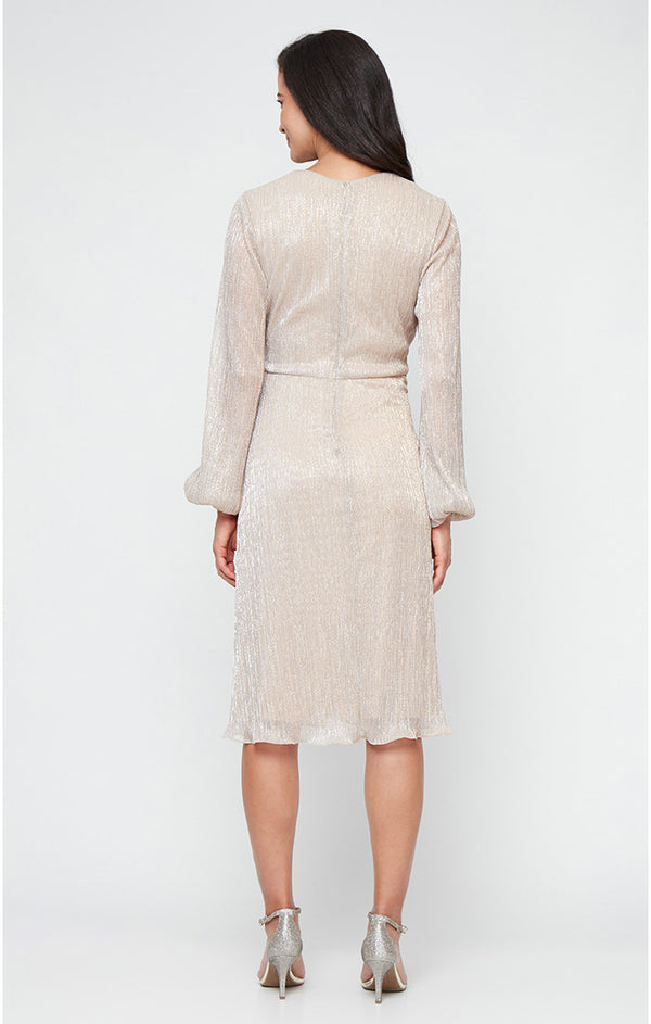 S.L. Fashions Regular - Dress With Surplice Neckline And Knot Front Detail