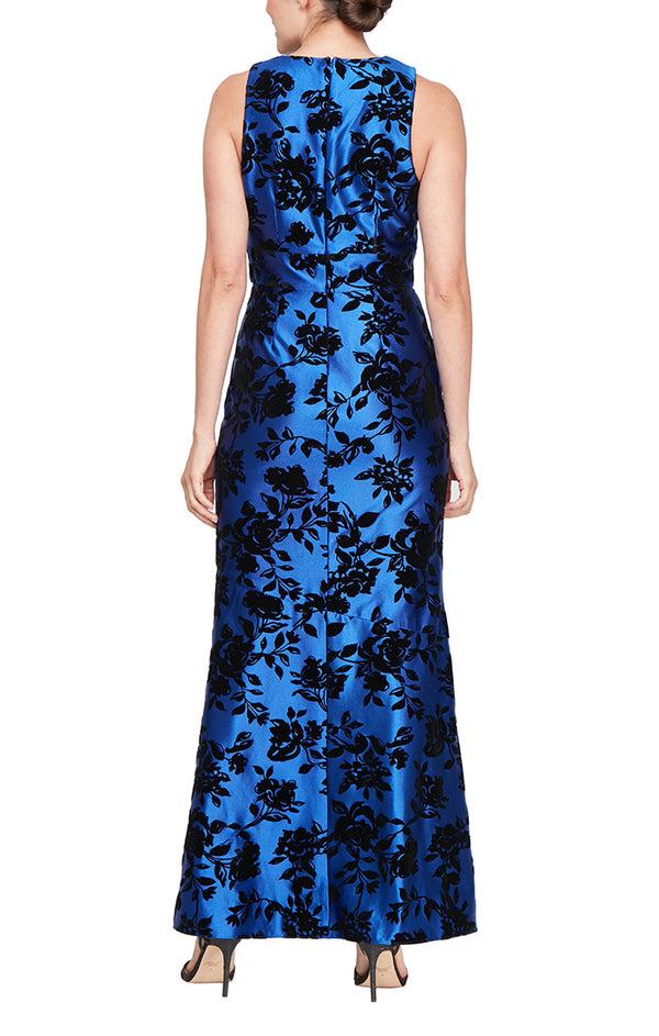 S.L. Fashions Regular - Sleeveless Dress With Crossover Halter Neckline And Flocking Detail