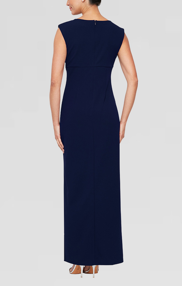 S.L. Fashions Regular - Sleeveless Matte Jersey Dress With Embellished Neckline