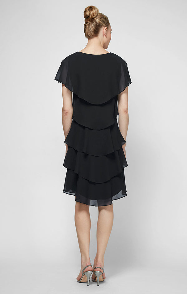 S.L. Fashions Georgette Tiered Cocktail Dress
