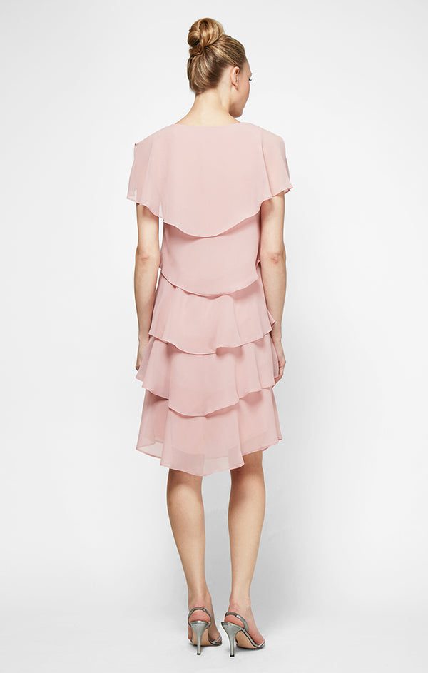 S.L. Fashions Georgette Tiered Cocktail Dress