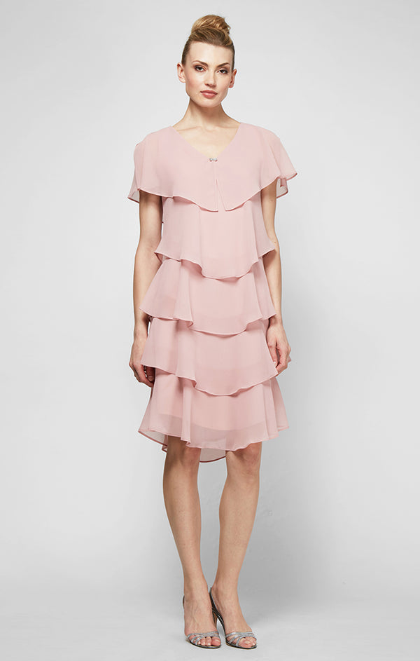 S.L. Fashions Georgette Tiered Cocktail Dress