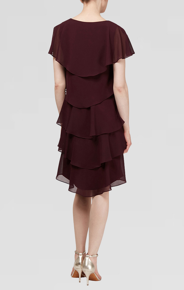 S.L. Fashions Pebble Georgette Tiered Short Dress