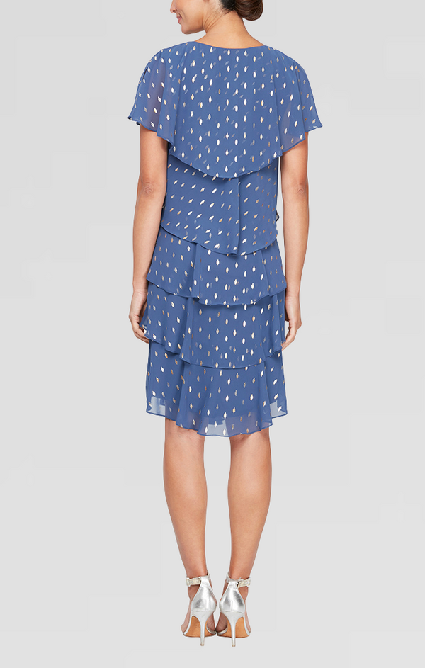 S.L. Fashions Plus - Foil Chiffon Tiered Dress
