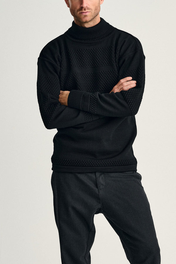s.n.s. herning FISHERMAN sweater | høj hals black void